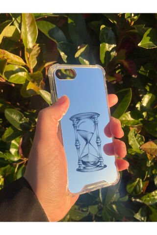 İphone SE 2020 Uyumlu Aynalı Kum Saati Desenli Darbe Kamera Korumalı Silikon Telefon Kılıfı