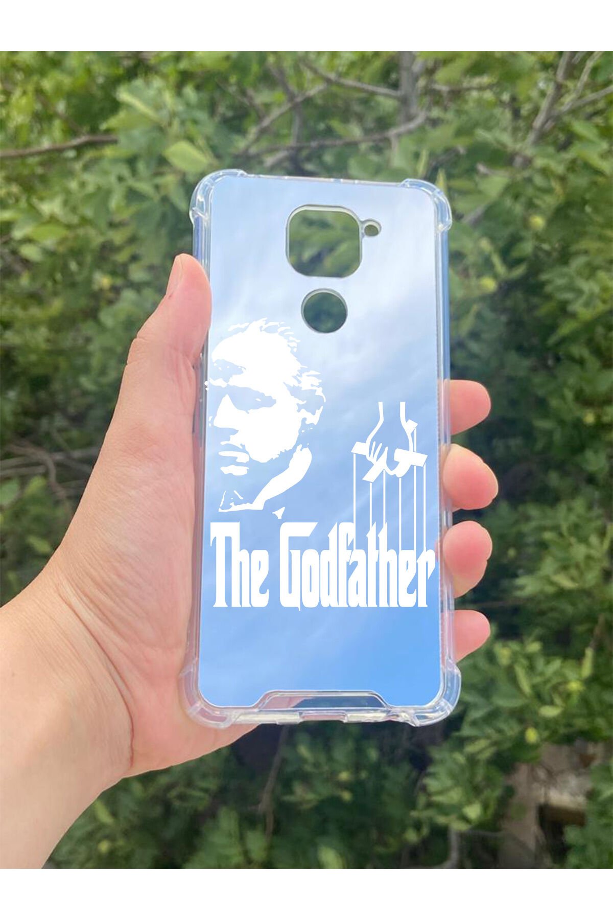 Xiaomi Redmi Note 9 Uyumlu Aynalı GodFather Desenli Darbe Kamera Korumalı Silikon Telefon Kılıfı