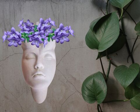 Mitolojik Esinti Medusa Duvar Bahçesi 20x8 cm Beyaz