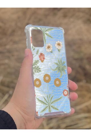 Samsung Galaxy A71 Uyumlu Aynalı Çiçek Desenli Darbe Kamera Korumalı Silikon Telefon Kılıfı
