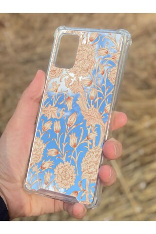 Samsung Galaxy A71 Uyumlu Aynalı Lale Desenli Darbe Kamera Korumalı Silikon Telefon Kılıfı