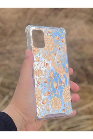 Samsung Galaxy A71 Uyumlu Aynalı Lale Desenli Darbe Kamera Korumalı Silikon Telefon Kılıfı