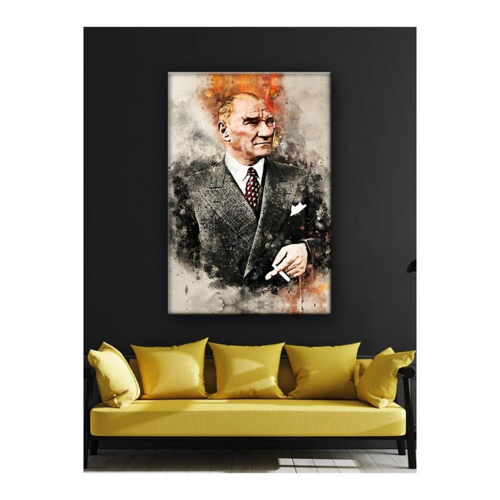 Kanvas Tablo Mustafa Kemal Atatürk   (Çok Şık) Led Işıklı - 70 x 100 cm