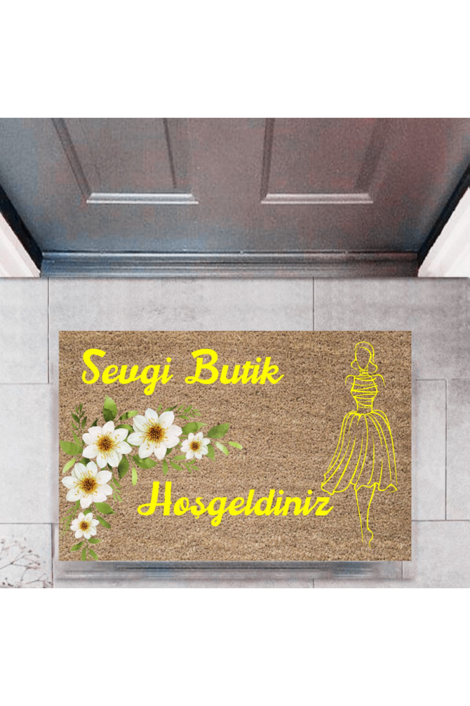 Kapı Önü Paspası Dekoratif Dijital Baskı Butik Hoşgeldiniz P-2445