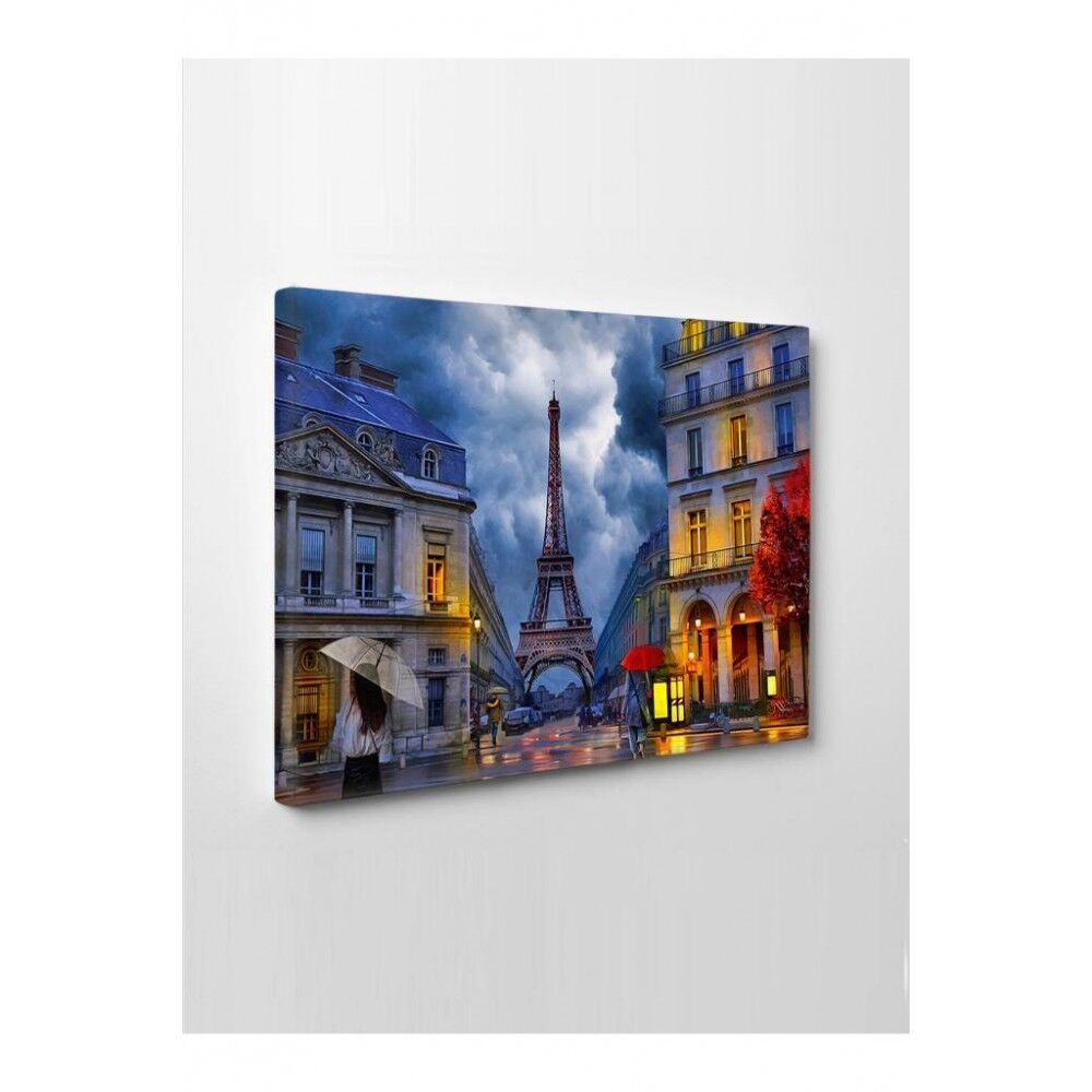 Kanvas Tablo Paris Sokak Gecesi Su Led Işıklı - 70 x 100 cm