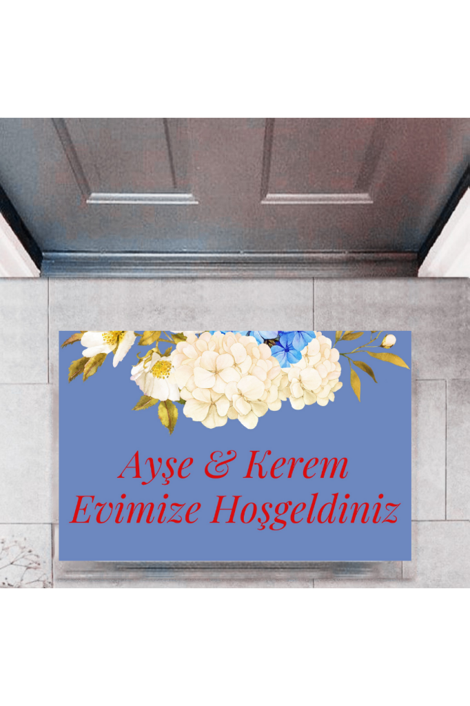 Kapı Önü Paspası Dekoratif Dijital Baskı Evimize Hoşgeldiniz P-2455