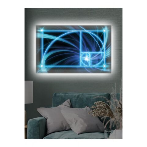 Kanvas Tablo Mavi Altın Oran Led Işıklı - 70 x 100 cm