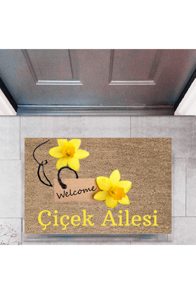 Kapı Önü Paspası Dekoratif Dijital Baskı Welcome P-2462