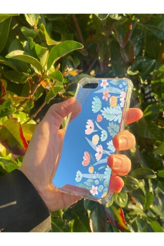İphone SE Uyumlu Aynalı Renkli Desenli Darbe Kamera Korumalı Silikon Telefon Kılıfı