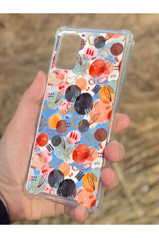 Samsung Galaxy A71 Uyumlu Aynalı Renkli Daire Desenli Darbe Kamera Korumalı Silikon Telefon Kılıfı