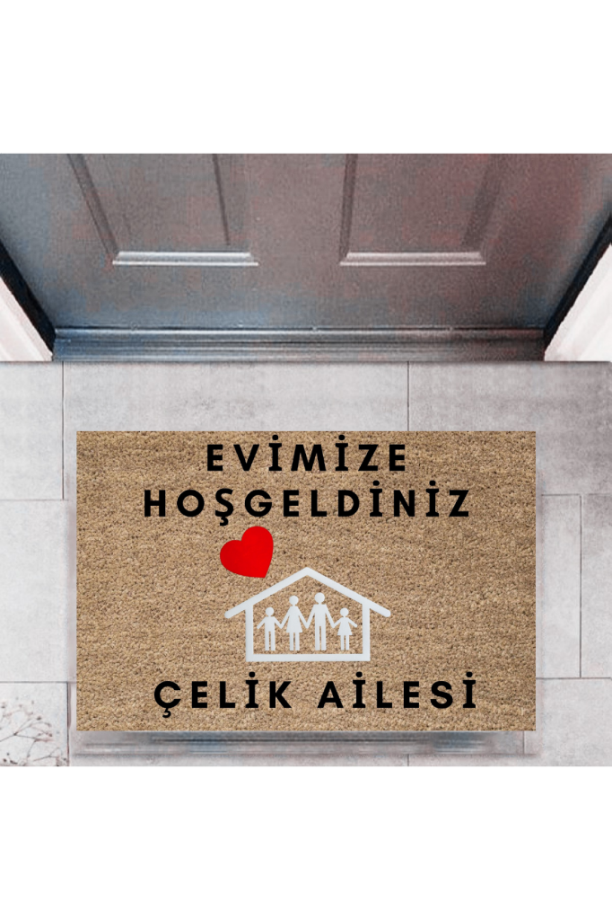 Kapı Önü Paspası Dekoratif Dijital Baskı Evimize Hoşgeldiniz P-2465