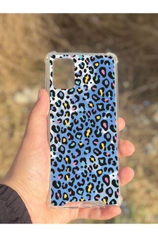 Samsung Galaxy A71 Uyumlu Aynalı Leopar Desenli Darbe Kamera Korumalı Silikon Telefon Kılıfı