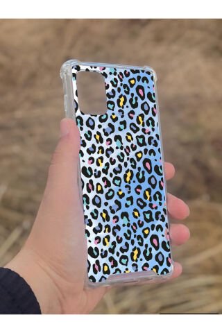 Samsung Galaxy A71 Uyumlu Aynalı Leopar Desenli Darbe Kamera Korumalı Silikon Telefon Kılıfı