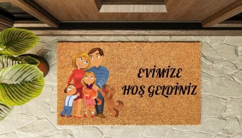 Kapı Önü Paspası Özel Tasarım Koko Model Evimize Hoşgeldiniz Aile PK-1537