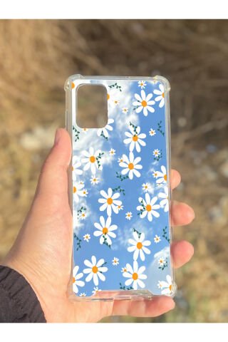Samsung Galaxy A71 Uyumlu Aynalı Papatya Desenli Darbe Kamera Korumalı Silikon Telefon Kılıfı
