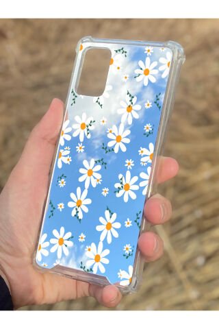 Samsung Galaxy A71 Uyumlu Aynalı Papatya Desenli Darbe Kamera Korumalı Silikon Telefon Kılıfı