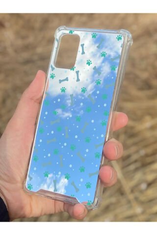 Samsung Galaxy A71 Uyumlu Aynalı Pati Kemik Desenli Darbe Kamera Korumalı Silikon Telefon Kılıfı