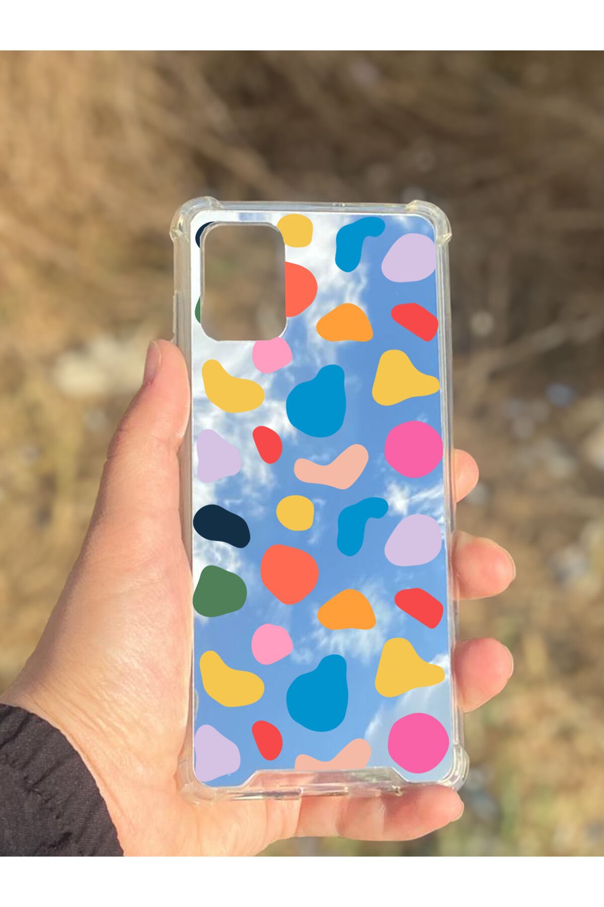 Samsung Galaxy A71 Uyumlu Aynalı Benek Desenli Darbe Kamera Korumalı Silikon Telefon Kılıfı
