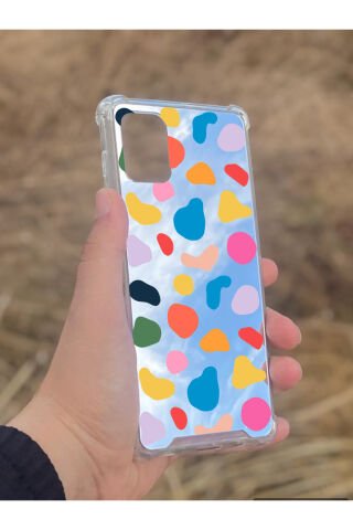 Samsung Galaxy A71 Uyumlu Aynalı Benek Desenli Darbe Kamera Korumalı Silikon Telefon Kılıfı