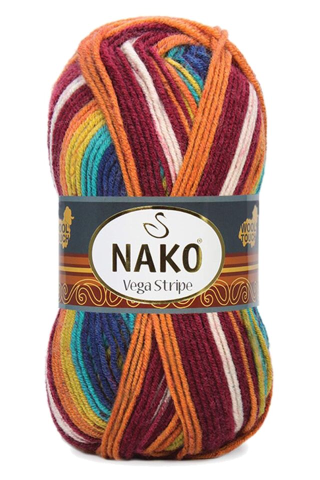5 Adet Vega Stripe Premium Akrilik El Örgü İpi Yünü No: 82409