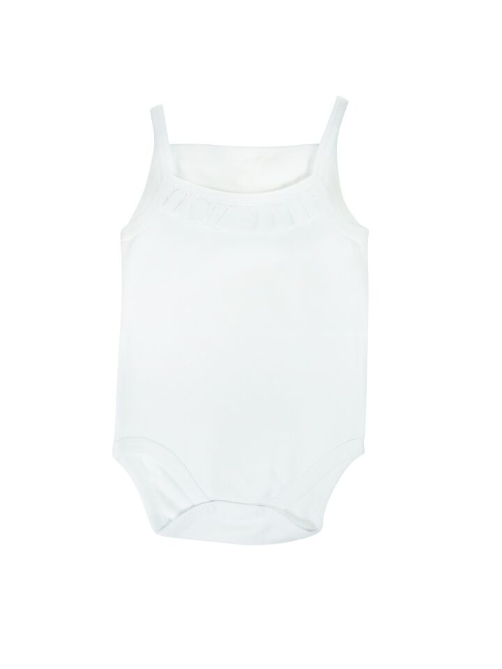 Sema Baby Penye ip Askılı Badi (Body) - Beyaz 3-6 Ay