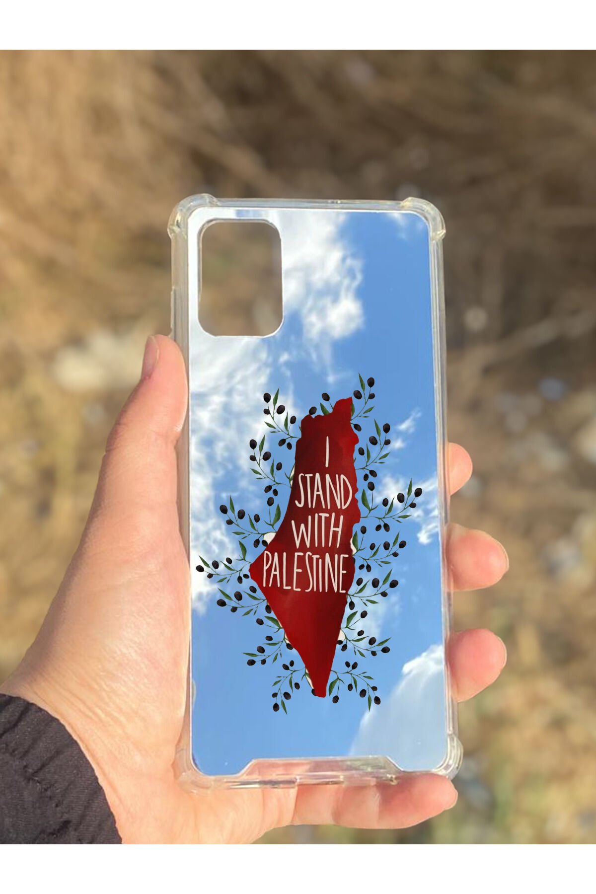 Samsung Galaxy A71 Uyumlu Aynalı Filistin Desenli Darbe Kamera Korumalı Silikon Telefon Kılıfı