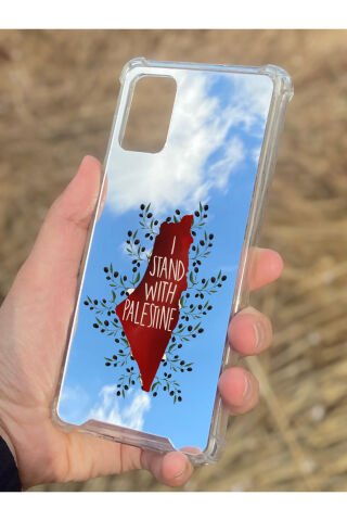 Samsung Galaxy A71 Uyumlu Aynalı Filistin Desenli Darbe Kamera Korumalı Silikon Telefon Kılıfı