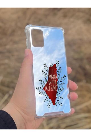 Samsung Galaxy A71 Uyumlu Aynalı Filistin Desenli Darbe Kamera Korumalı Silikon Telefon Kılıfı