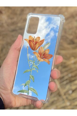 Samsung Galaxy A71 Uyumlu Aynalı Lale Desenli Darbe Kamera Korumalı Silikon Telefon Kılıfı