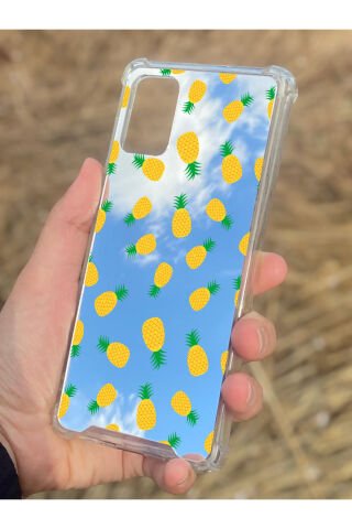 Samsung Galaxy A71 Uyumlu Aynalı Ananas Desenli Darbe Kamera Korumalı Silikon Telefon Kılıfı