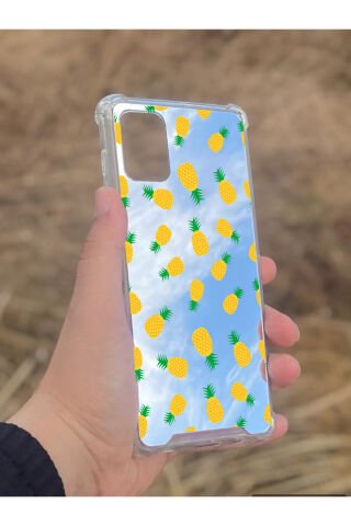 Samsung Galaxy A71 Uyumlu Aynalı Ananas Desenli Darbe Kamera Korumalı Silikon Telefon Kılıfı