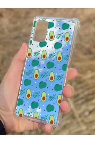 Samsung Galaxy A71 Uyumlu Aynalı Avakado Desenli Darbe Kamera Korumalı Silikon Telefon Kılıfı