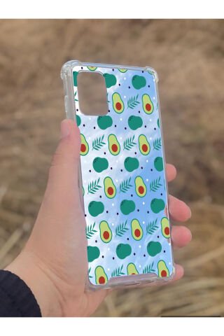 Samsung Galaxy A71 Uyumlu Aynalı Avakado Desenli Darbe Kamera Korumalı Silikon Telefon Kılıfı