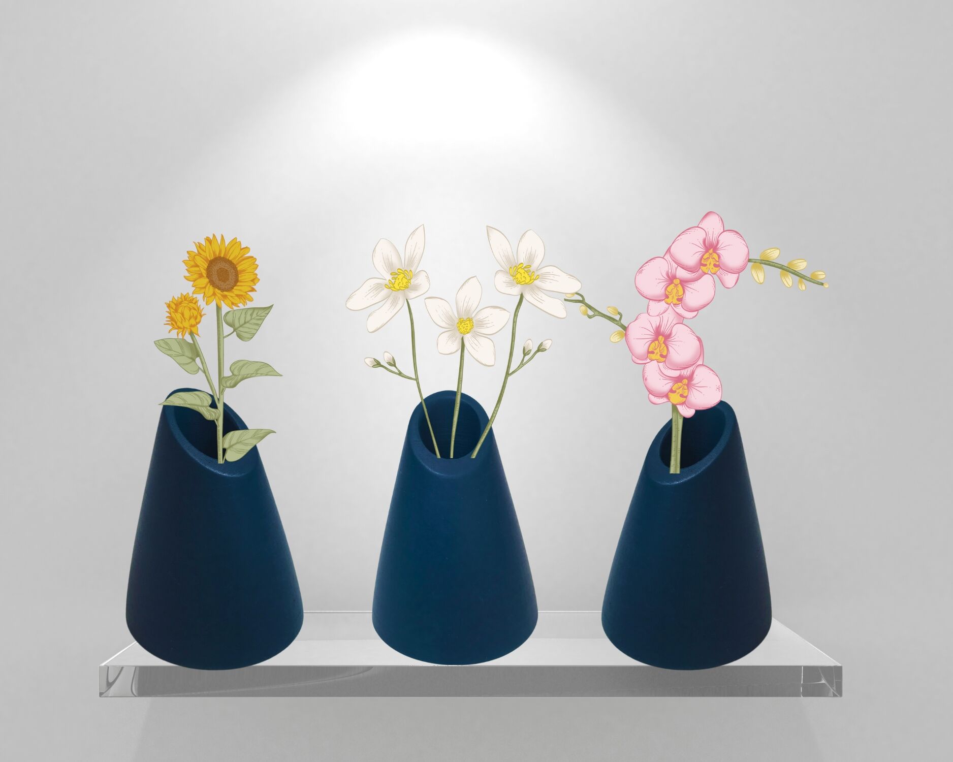 Konik Rapsodi Vazo Dekoratif Freshco Mavi 10,5 cm x 8 cm