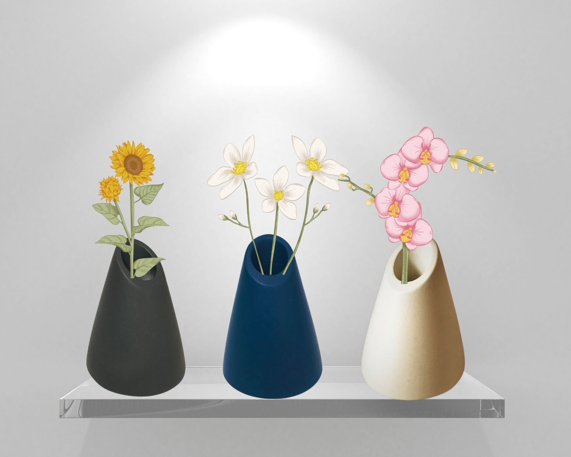 Konik Rapsodi Vazo Dekoratif Karışık Renkli 10,5 cm x 8 cm