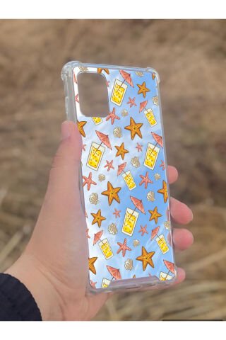 Samsung Galaxy A71 Uyumlu Aynalı Limonata Desenli Darbe Kamera Korumalı Silikon Telefon Kılıfı