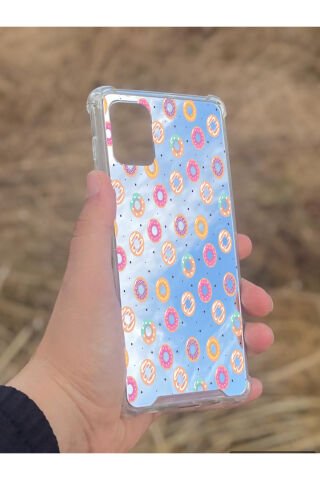 Samsung Galaxy A71 Uyumlu Aynalı Donut Desenli Darbe Kamera Korumalı Silikon Telefon Kılıfı