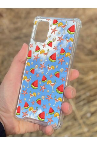 Samsung Galaxy A71 Uyumlu Aynalı Karpuz Desenli Darbe Kamera Korumalı Silikon Telefon Kılıfı