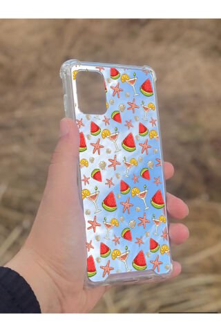 Samsung Galaxy A71 Uyumlu Aynalı Karpuz Desenli Darbe Kamera Korumalı Silikon Telefon Kılıfı
