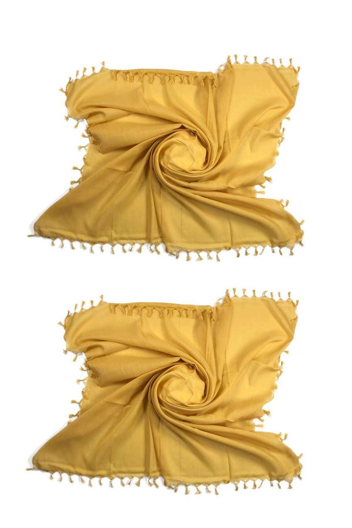 2 Adet Düz Çekme Boncuklu Polyester Yazma 100x100 cm S4