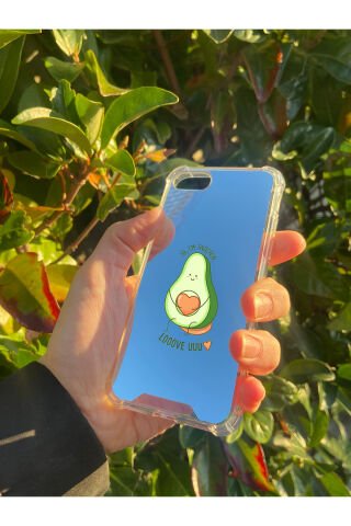 İphone SE Uyumlu Aynalı Love You Desenli Darbe Kamera Korumalı Silikon Telefon Kılıfı