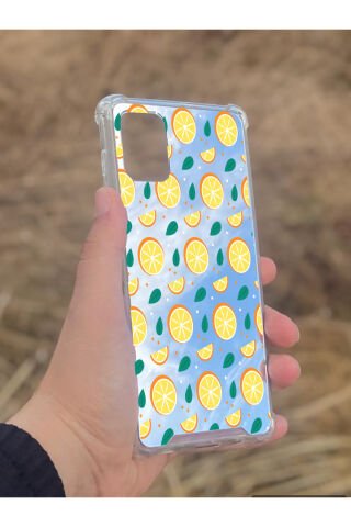 Samsung Galaxy A71 Uyumlu Aynalı Portakal Desenli Darbe Kamera Korumalı Silikon Telefon Kılıfı