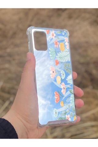 Samsung Galaxy A71 Uyumlu Aynalı Lale Desenli Darbe Kamera Korumalı Silikon Telefon Kılıfı