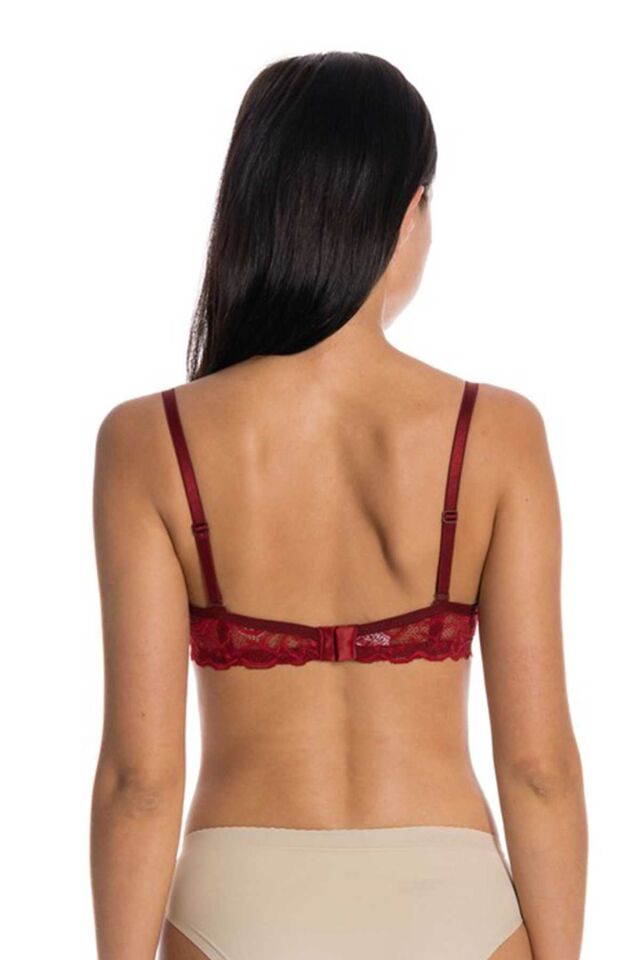 Dolgusuz Full Dantelli Sütyen Bordo