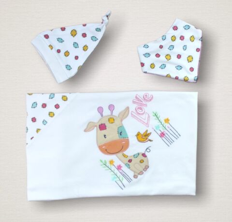 Love Zürafa Nakışlı %100 Cotton Antibakteriyel 10lu Zıbın Takımı Hastane Çıkışı