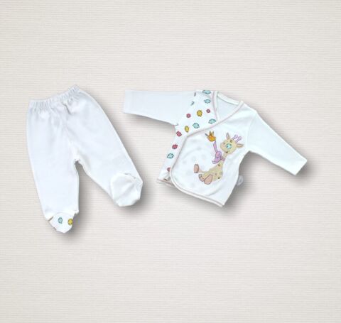 Love Zürafa Nakışlı %100 Cotton Antibakteriyel 10lu Zıbın Takımı Hastane Çıkışı