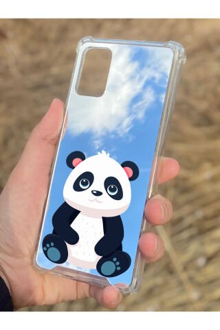 Samsung Galaxy A71 Uyumlu Aynalı Sevimli Panda Desenli Darbe Kamera Korumalı Silikon Telefon Kılıfı