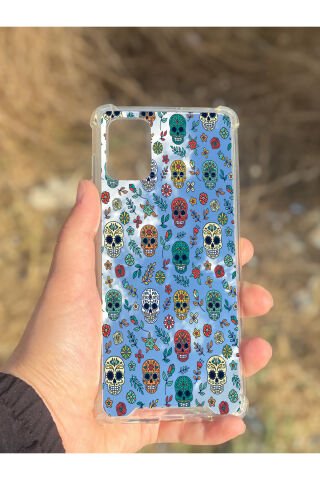 Samsung Galaxy A71 Uyumlu Aynalı Kuru Kafa Desenli Darbe Kamera Korumalı Silikon Telefon Kılıfı