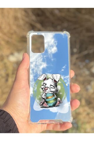 Samsung Galaxy A71 Uyumlu Aynalı Tavşan Desenli Darbe Kamera Korumalı Silikon Telefon Kılıfı