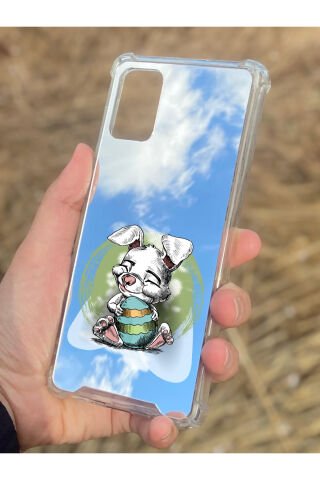 Samsung Galaxy A71 Uyumlu Aynalı Tavşan Desenli Darbe Kamera Korumalı Silikon Telefon Kılıfı
